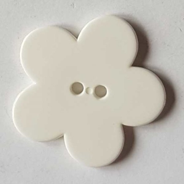 Fleur Big Pop r&eacute;sine 38mm 2 trous Blanc