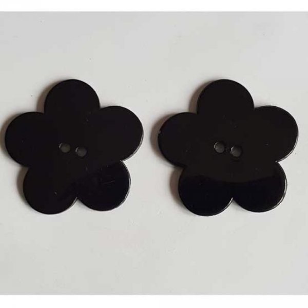 Fleur Big Pop r&eacute;sine 38mm 2 trous Noir