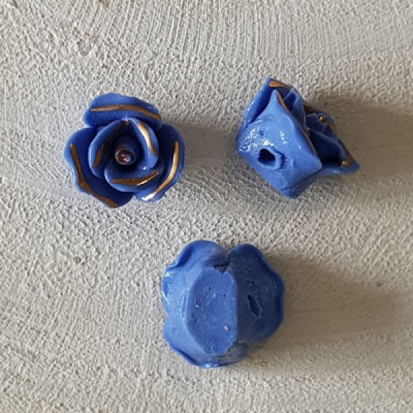 Flower Earthenware 15 mm N&deg;01-03 Blue