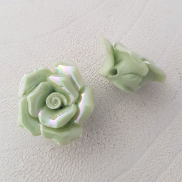 Earthenware flower 15 mm N&deg;02-10 Turquoise green