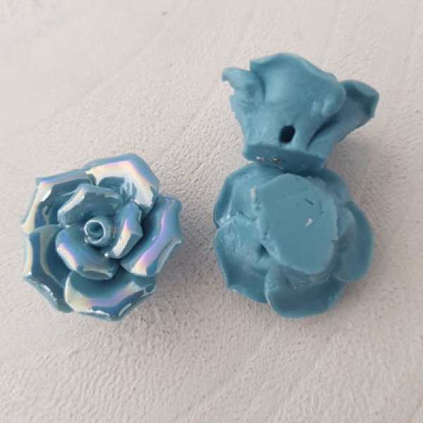 Earthenware flower 20 mm N&deg;02-07 Turquoise blue