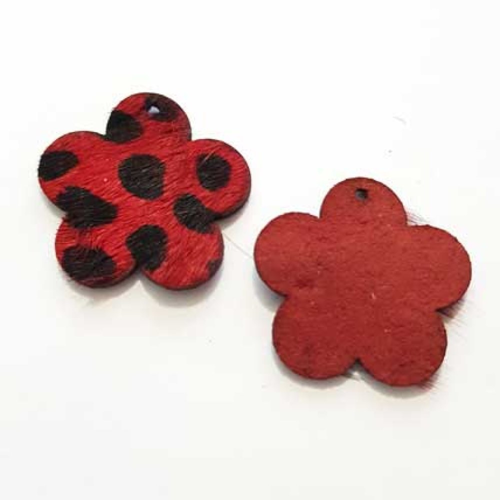 Red Fur Flower 30x30mm x 1