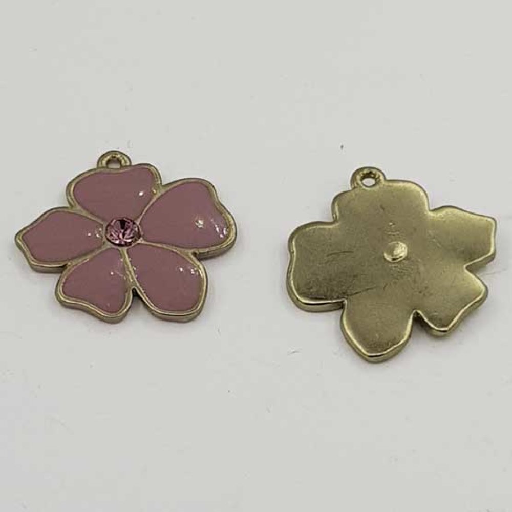 Enameled Metal Flower 25 mm Purple