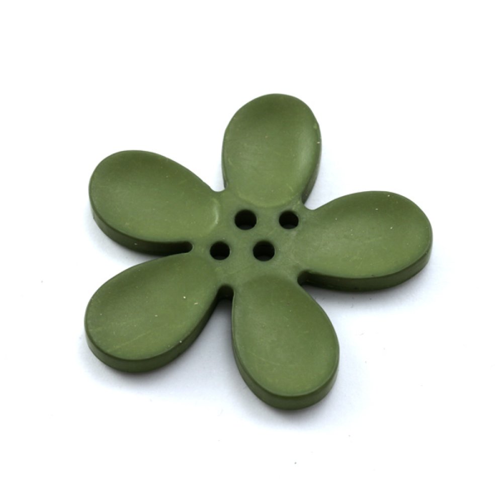 Fleur Orchidée résine 4 trous 30 x 3 mm Olivine