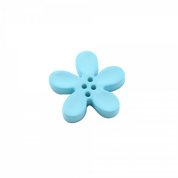 Fleur Orchid&eacute;e r&eacute;sine 4 trous 40 x 3 mm Aquamarine