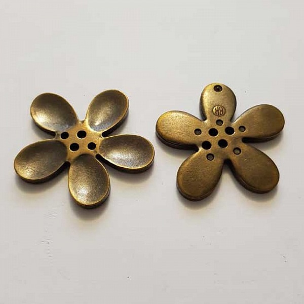 Fleur Orchid&eacute;e r&eacute;sine 4 trous 40 x 3 mm Bronze Patin&eacute;