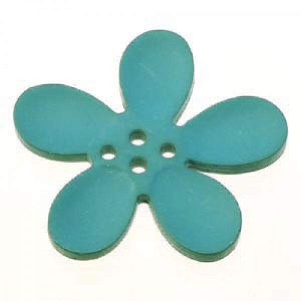 Fleur Orchid&eacute;e r&eacute;sine 4 trous 30 x 3 mm Turquoise Clair
