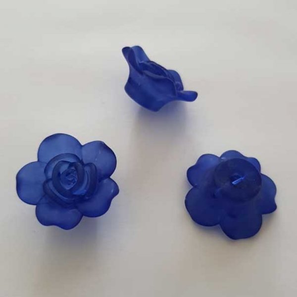 Fleur Rose Givr&eacute; 25 mm Bleu