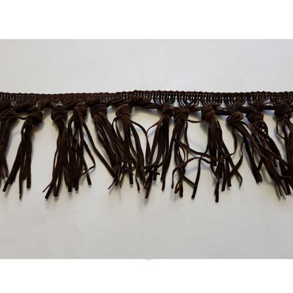 Fancy Suede Fringe 10 cm Wide Dark Brown