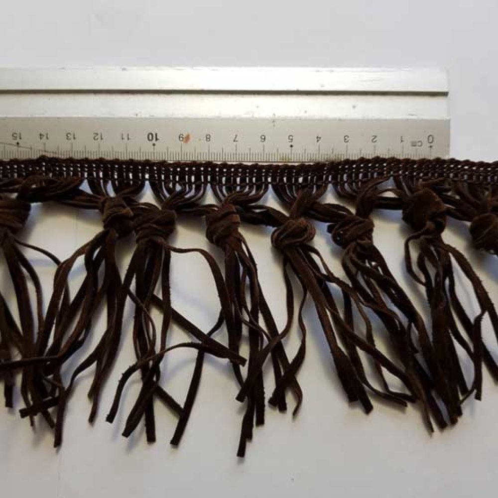 Fancy Suede Fringe 10 cm Wide Dark Brown