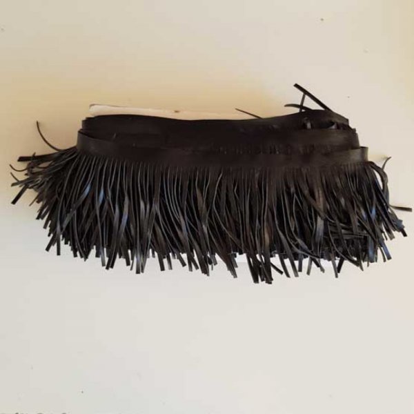 Faux Leather Fringe 10 cm Wide Black