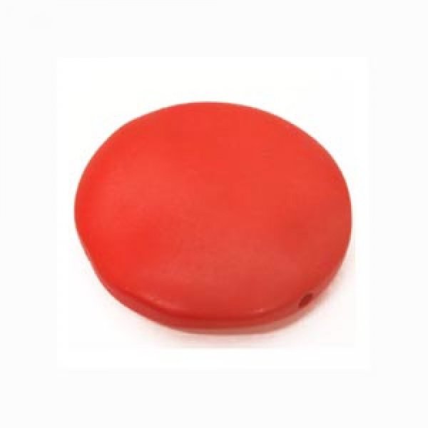 Galet plat r&eacute;sine rond 27 x 8 mm effet cuir Rouge