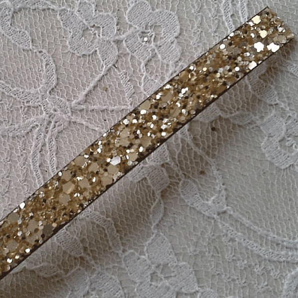 10 mm gold glitter strap with leather lining, 20 cm