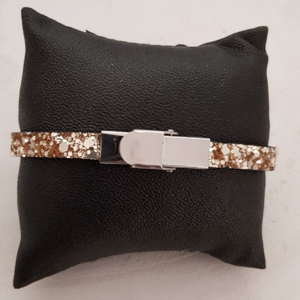 10 mm gold glitter strap with leather lining, 20 cm