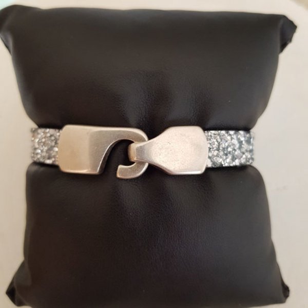 10 mm gold glitter strap with leather lining, 20 cm