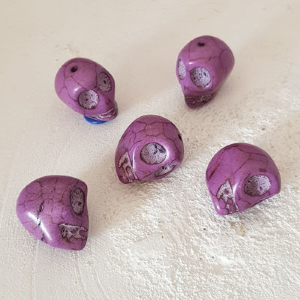 Lot 09 Howlite Tinted Skulls 18 mm