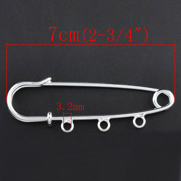 Set of 20 Silver Nurse Pin Holders 3 rings 70x20mm N°003 