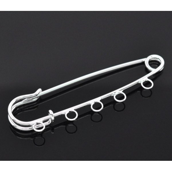 Set of 20 Silver Nurse Pin Holders 5 rings 70x20mm N&deg;004