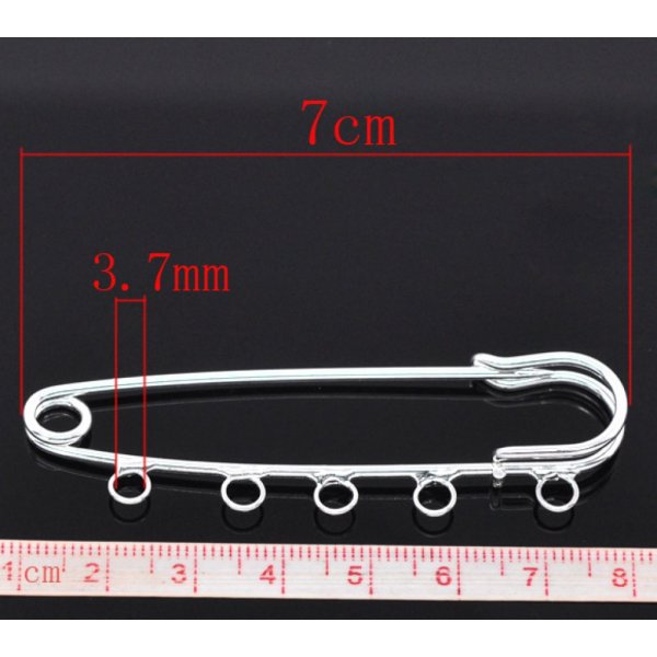 Set of 20 Silver Nurse Pin Holders 5 rings 70x20mm N&deg;004