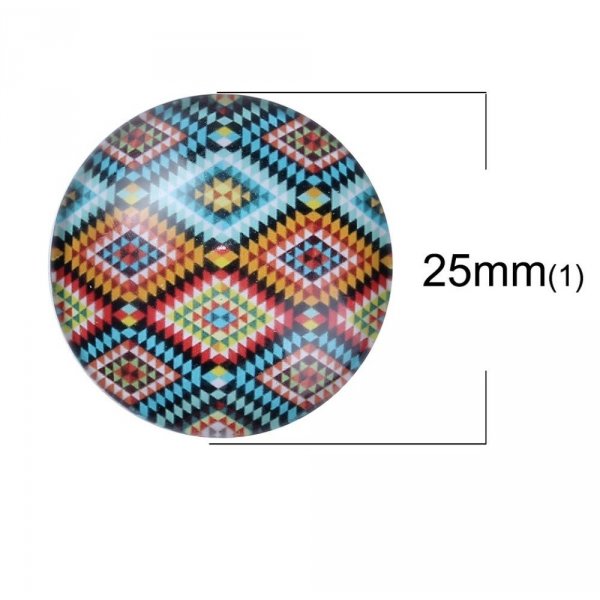 Lot 20 glass cabochons round 25 mm 95108