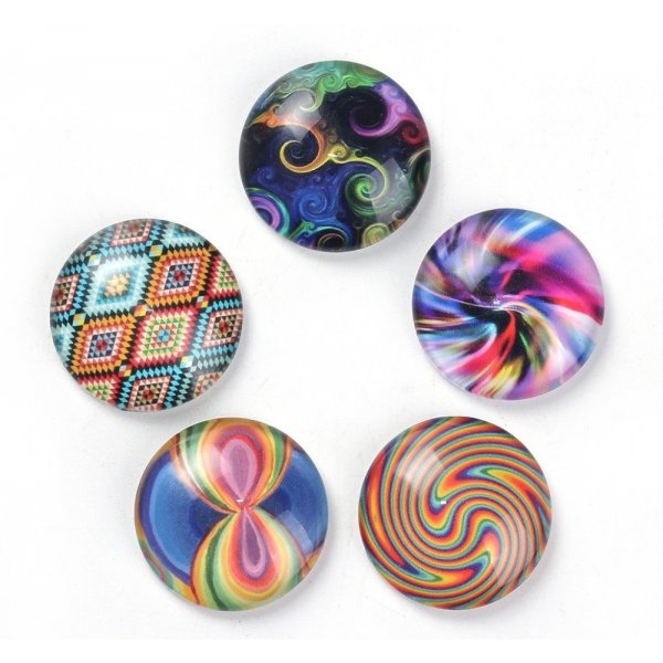 Lot 20 glass cabochons round 25 mm 95108