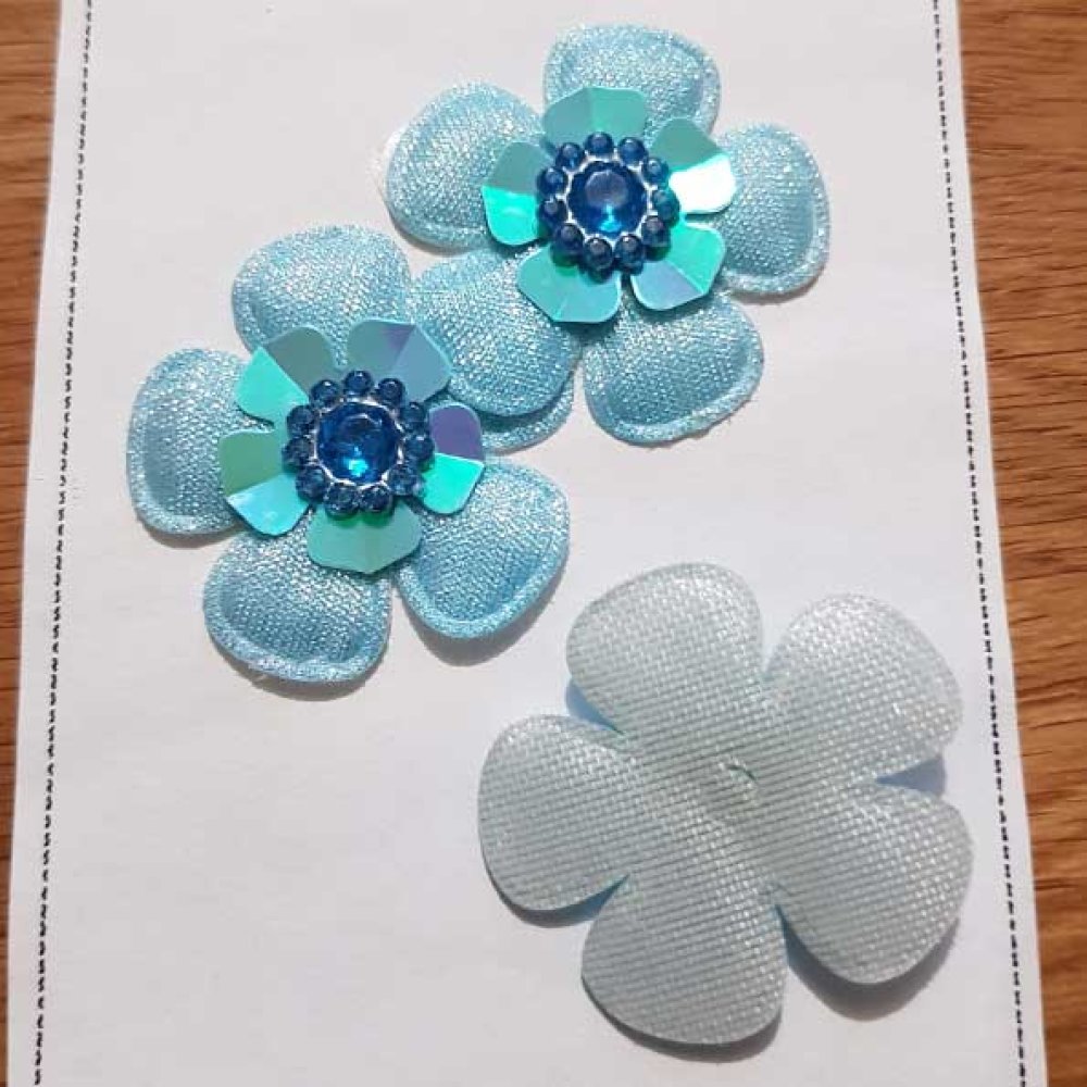 Set of 3 flowers 5 petals Tissus Ciel