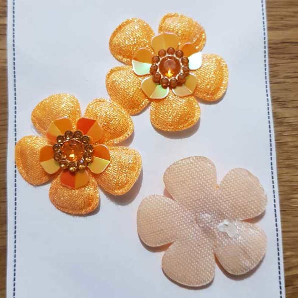 Lot 3 flowers 5 petals Orange Fabrics