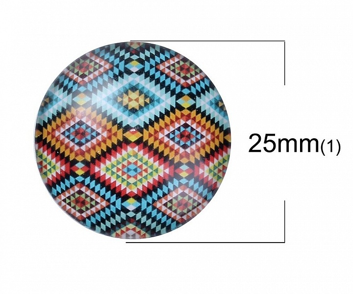 Lot 40 glass cabochons round 25 mm 95108