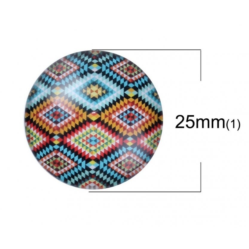 Lot 40 glass cabochons round 25 mm 95108