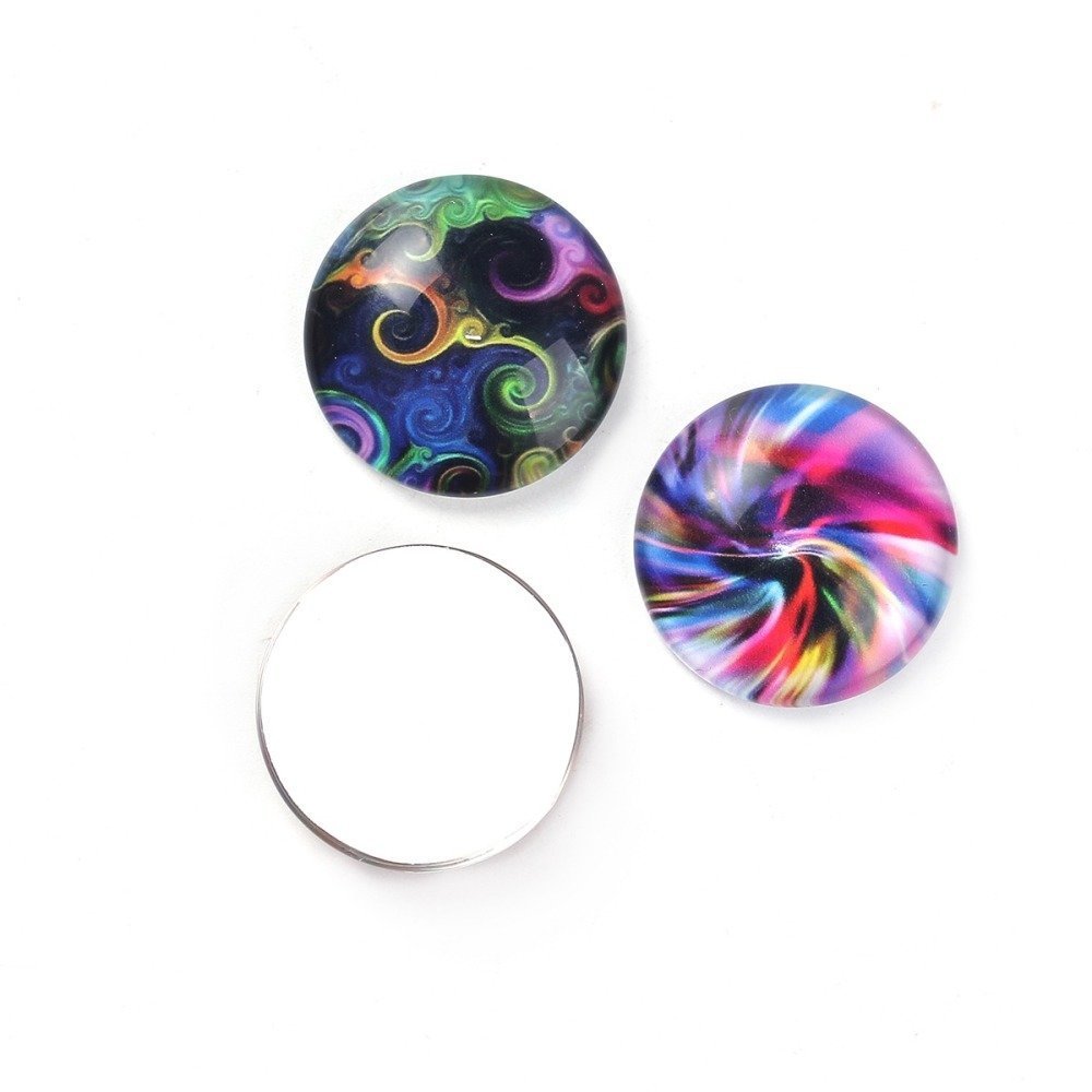Lot 40 glass cabochons round 25 mm 95108