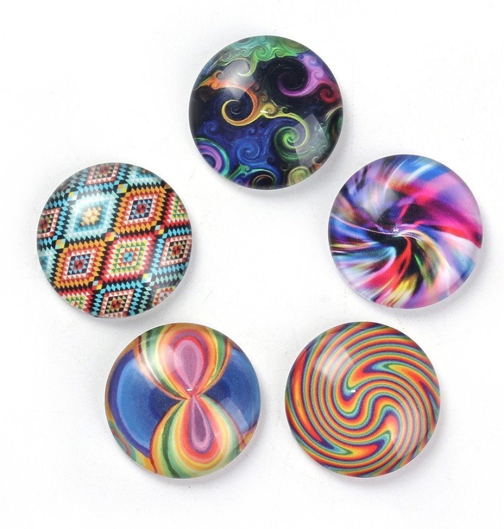 Lot 40 glass cabochons round 25 mm 95108