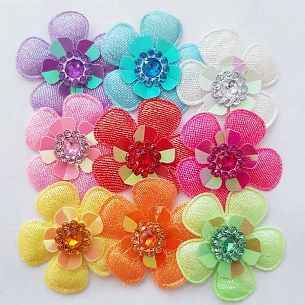 Lot 9 flowers 5 petals Fabrics N&deg;01