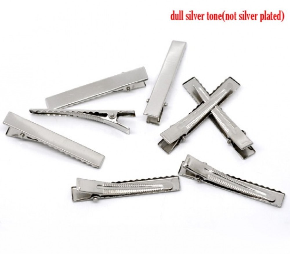 Set of 10 Crocodile clips - Silver color 56 mm x 8 mm