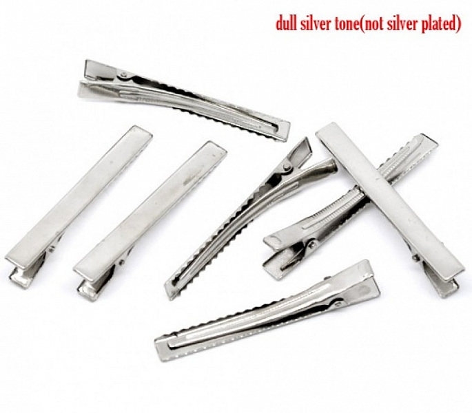 Set of 10 Crocodile clips - Silver color 75 mm x 9 mm