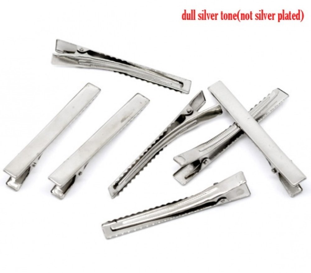 Set of 10 Crocodile clips - Silver color 75 mm x 9 mm