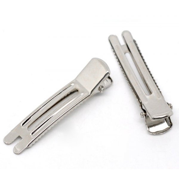 Set of 30 alligator clips - silver color 47 mm x 12 mm.