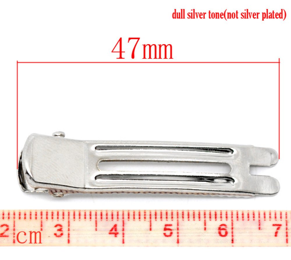 Set of 30 alligator clips - silver color 47 mm x 12 mm.