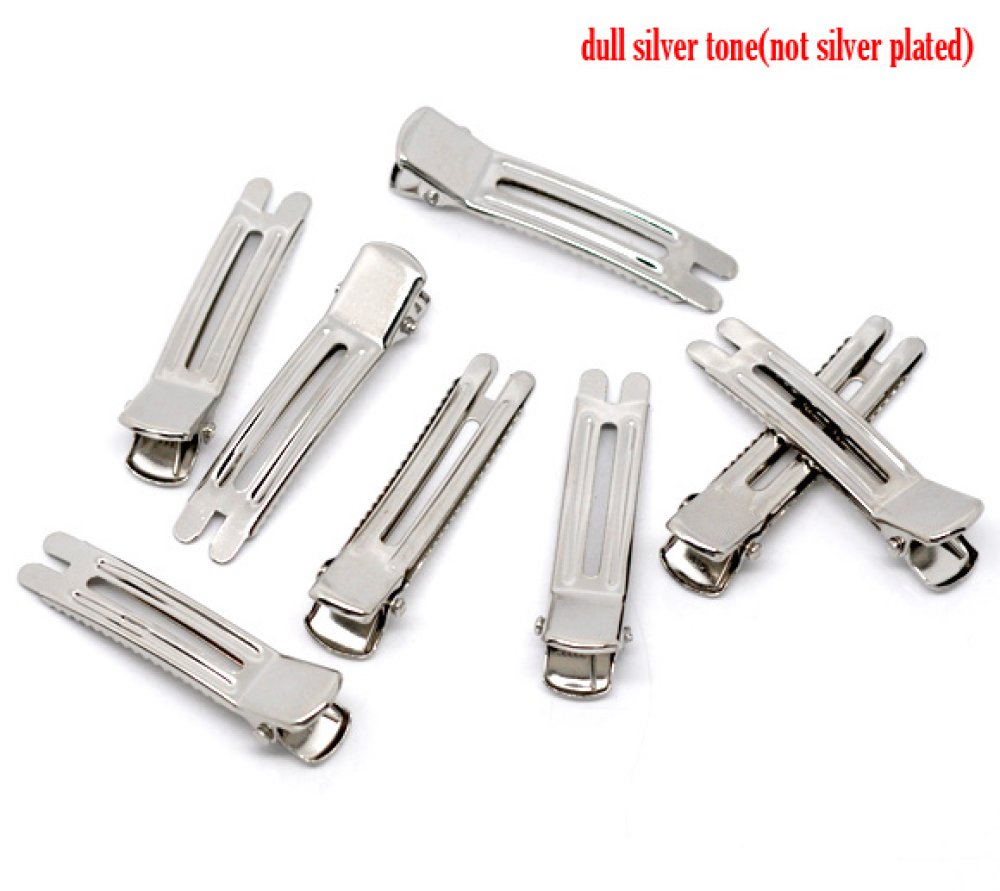 Set of 30 alligator clips - silver color 47 mm x 12 mm.