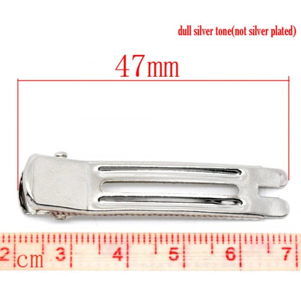 Lot of 30 hair pins crocodile clips - silver color 47 mm x 12 mm.