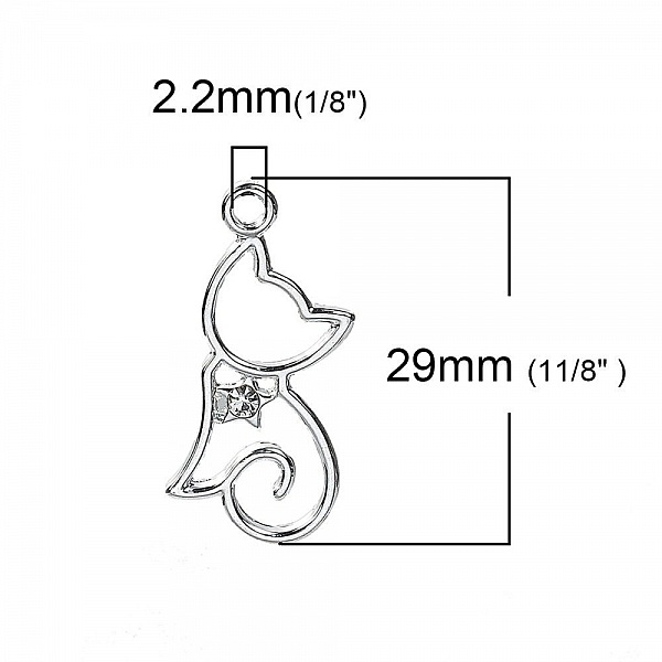 Lot of 5 Charms Cats N&deg;2 Silver 29 mm x 13 mm