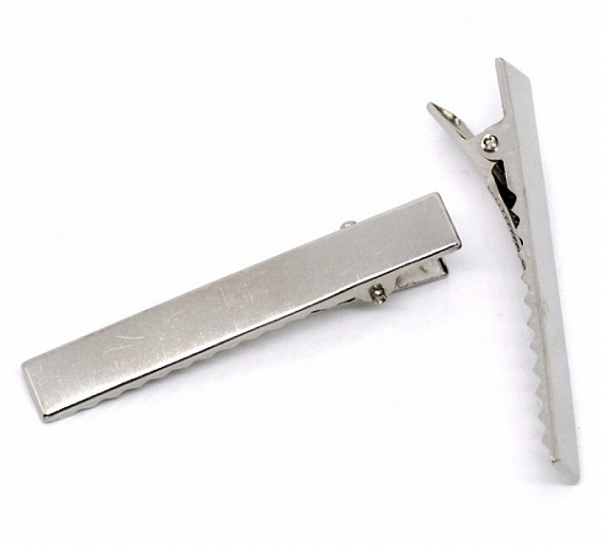 Set of 5 Crocodile clips - Silver color 56 mm x 8 mm