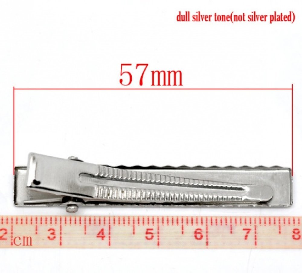 Set of 5 Crocodile clips - Silver color 56 mm x 8 mm