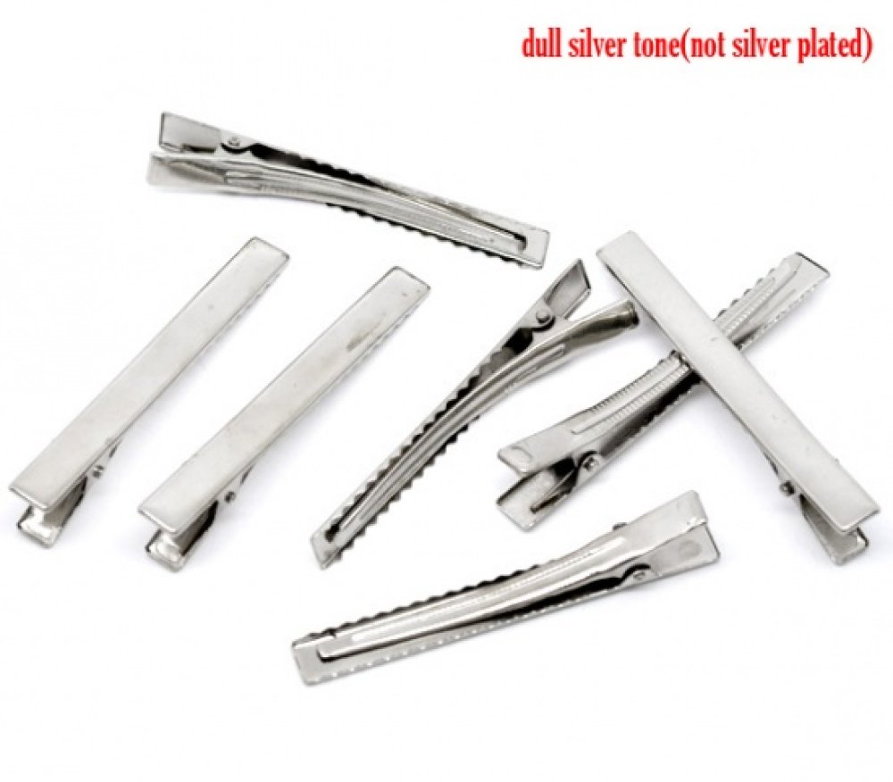 Set of 5 Crocodile clips - Silver color 75 mm x 9 mm