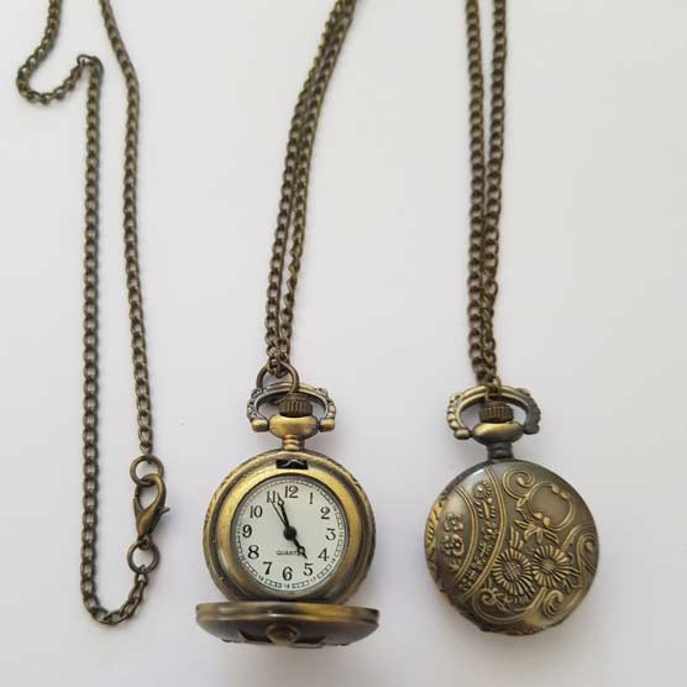 Antique Bronze Egypt Gusset Watch with Chain