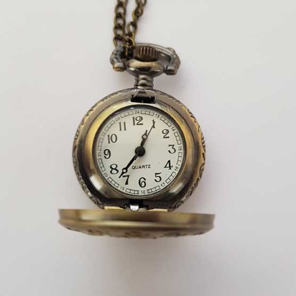 Flower 03 Antique Bronze Gusset Watch with Chain