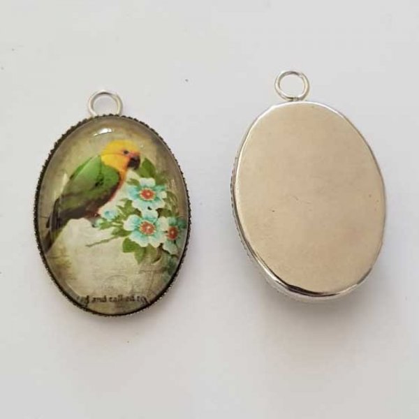 Pendentif Cabochon Ovale 25 x 18 mm en Verre Fantaisie N&deg;09-01