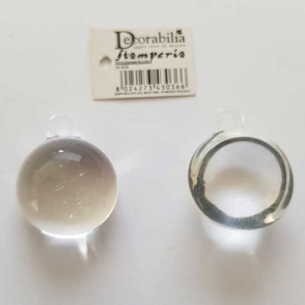 Pendentif N&deg;002 Demi Boule En Verre Transparent Stamperia