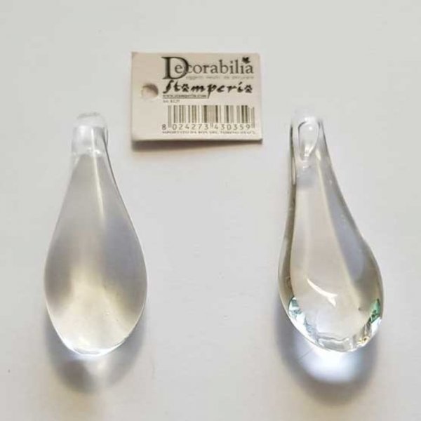 Pendentif N&deg;004 Goutte En Verre Transparent Stamperia