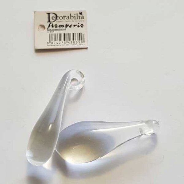 Pendentif N&deg;006 Goutte En Verre Transparent Stamperia