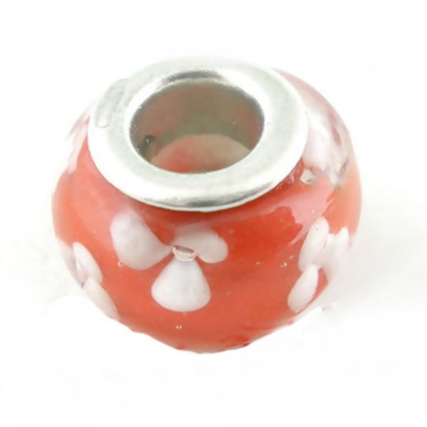 Perle N&deg;0094 compatible Europ&eacute;en rouge et blanc